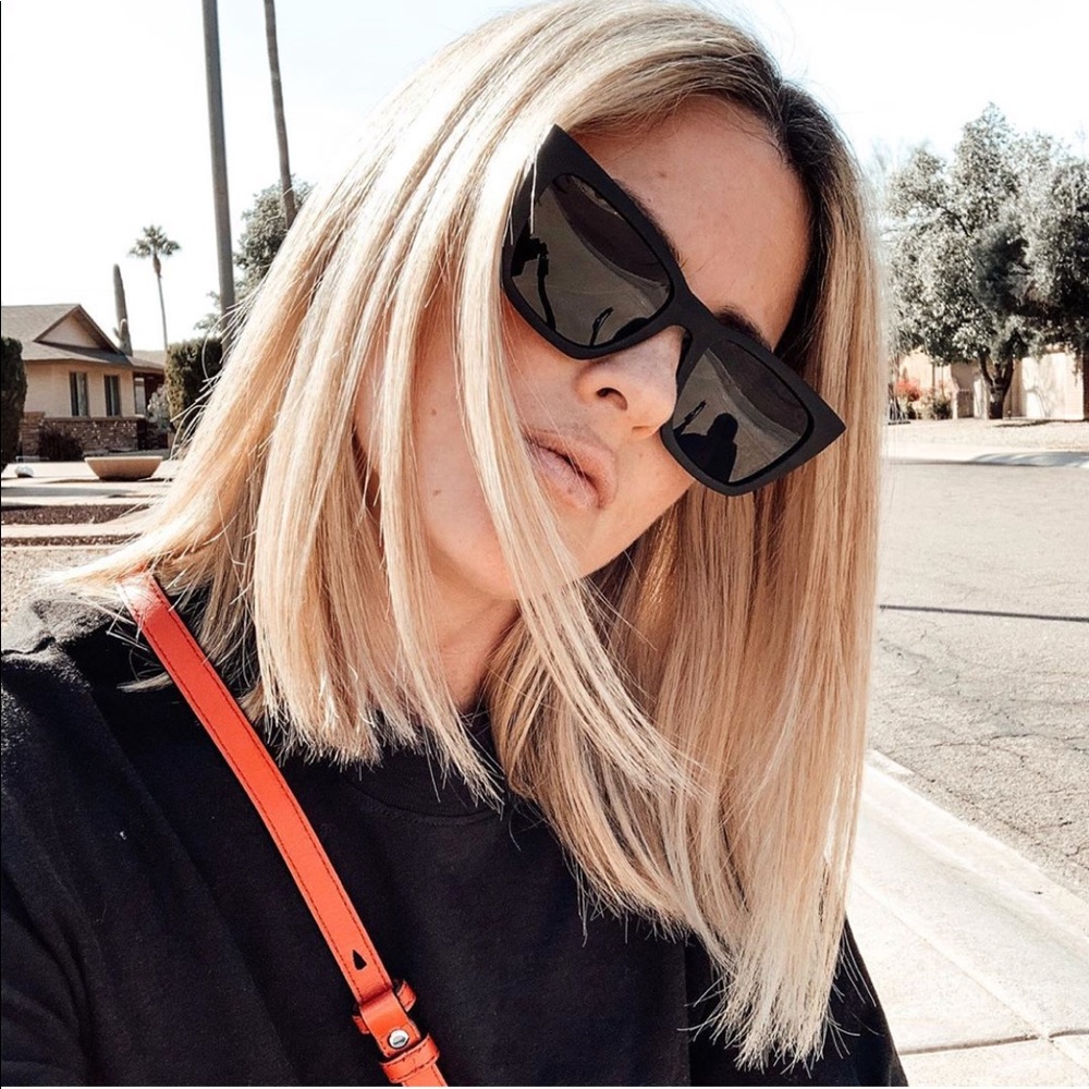 Flat Lens Modern Tip Pointed Cat Eye Sunglasses